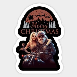 Santa Celebrate Christmas With Motorcycle Sticker